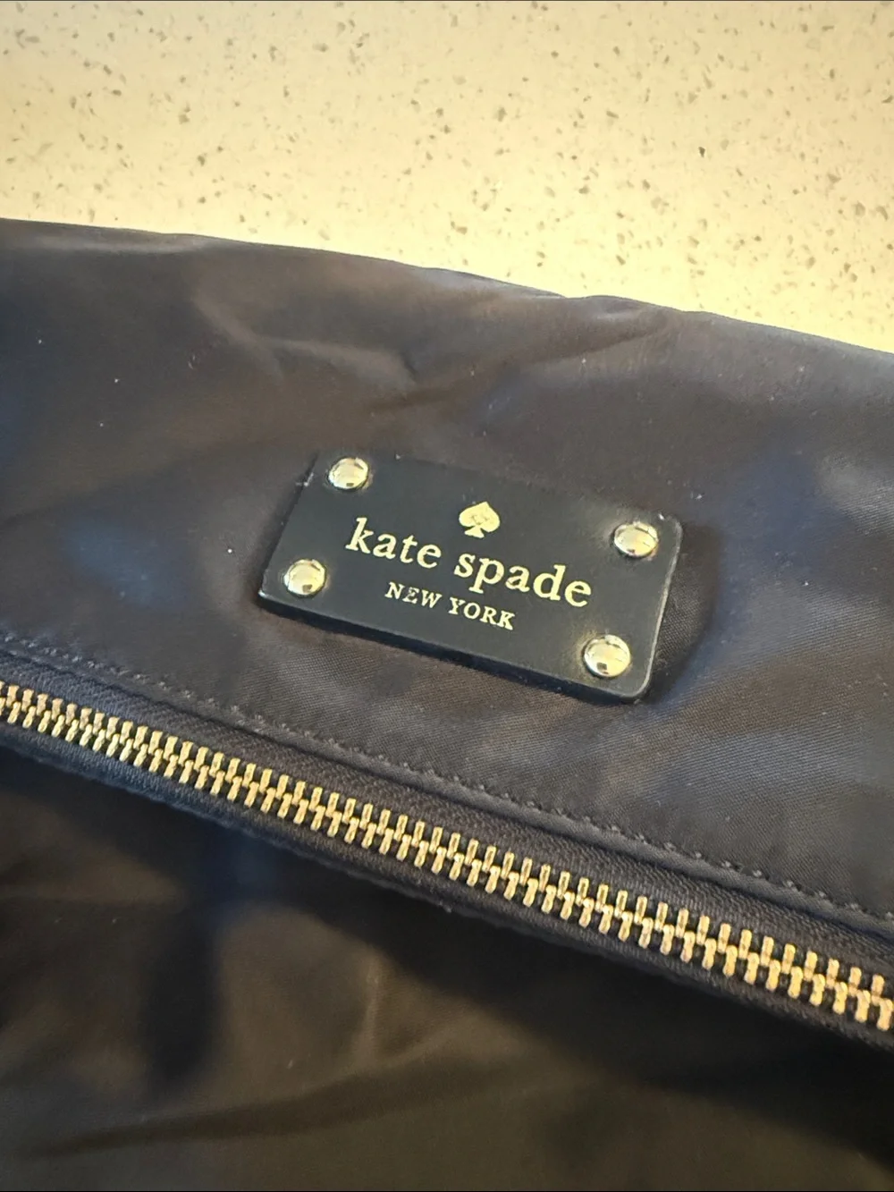 kate spade Black Nylon Messenger Crossbody with Gold Hardware